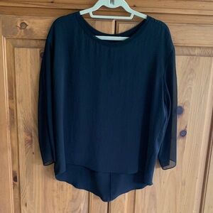rag & bone Black Layered Chiffon Long-Sleeve Blouse, Size L